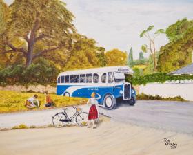 Glendalough bus at Ballywaltrim, 1950s.